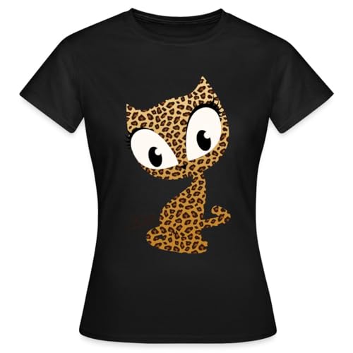 Spreadshirt Pussy Deluxe Leoprint Kätzchen Frauen T-Shirt, M, Schwarz von Spreadshirt