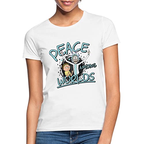 Spreadshirt Rick & Morty Peace Among Worlds Frauen T-Shirt, S, weiß von Spreadshirt