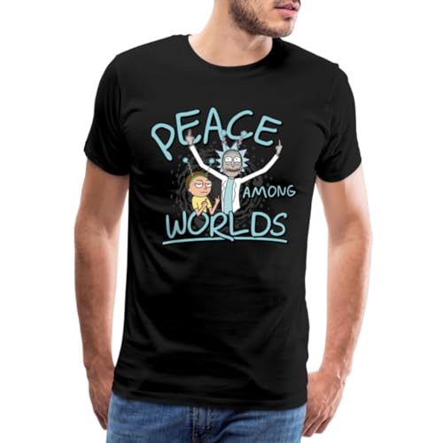 Spreadshirt Rick & Morty Peace Among Worlds Männer Premium T-Shirt, 3XL, Schwarz von Spreadshirt