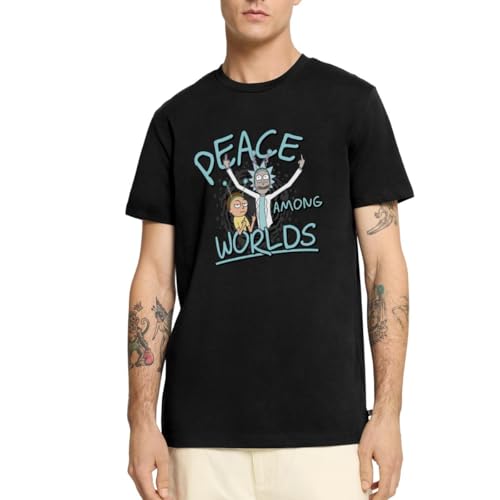 Spreadshirt Rick & Morty Peace Among Worlds Männer Premium T-Shirt, XXL, Schwarz von Spreadshirt