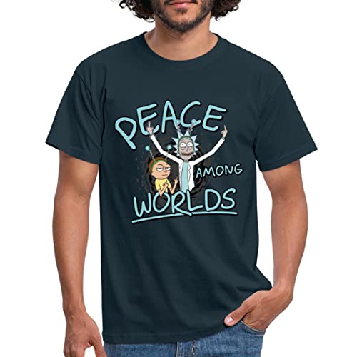 Spreadshirt Rick & Morty Peace Among Worlds Männer T-Shirt, L, Navy von Spreadshirt