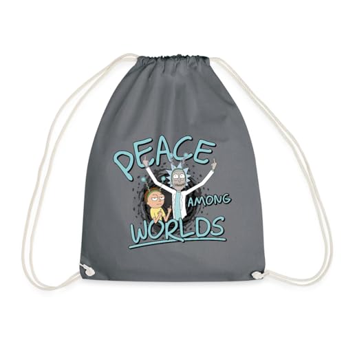 Spreadshirt Rick & Morty Peace Among Worlds Turnbeutel, One size, Grau von Spreadshirt