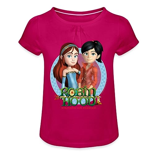 Spreadshirt Robin Hood Maid Marian Und Scarlett Mädchen T-Shirt mit Raffungen, 10 Jahre, Fuchsia von Spreadshirt