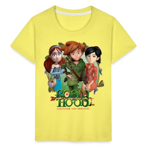 Spreadshirt Robin Hood Marian Und Scarlett Gruppenbild Kinder Premium T-Shirt, 110/116 (4 Jahre), Gelb von Spreadshirt
