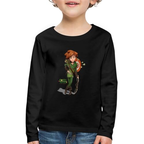Spreadshirt Robin Hood Mit Pfeil Und Bogen Kinder Premium Bio Langarmshirt, 110/116 (4 Jahre), Schwarz von Spreadshirt