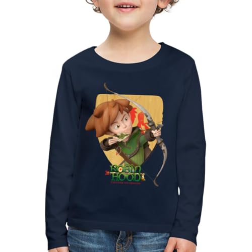 Spreadshirt Robin Hood Schießt Mit Seinem Bogen Kinder Premium Langarmshirt, 134/140 (8 Jahre), Navy von Spreadshirt