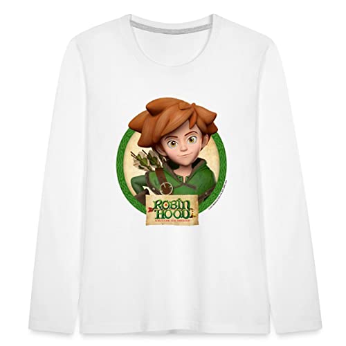 Spreadshirt Robin Hood Schlitzohr Von Sherwood Lächelnd Kinder Premium Langarmshirt, 122/128 (6 Jahre), weiß von Spreadshirt