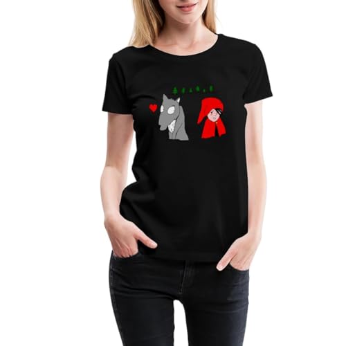 Spreadshirt Rotkäppchen und der Wolf Frauen Premium T-Shirt, M, Schwarz von Spreadshirt