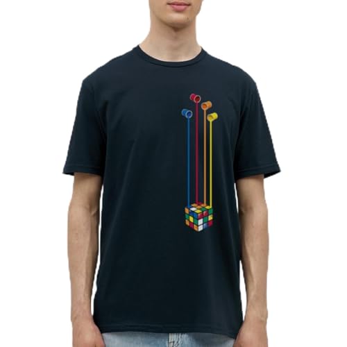 Spreadshirt Rubik's Cube Zauberwürfel Farbeimer Männer T-Shirt, XL, Navy von Spreadshirt