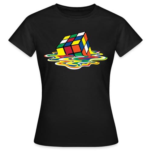 Spreadshirt Rubik's Cube Zauberwürfel Melting Cube Frauen T-Shirt, XXL, Schwarz von Spreadshirt