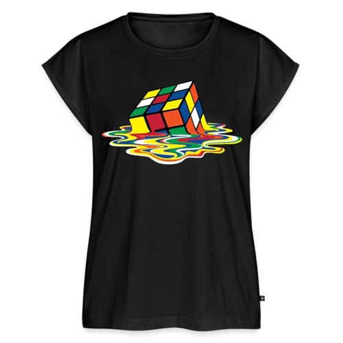 Spreadshirt Rubik's Cube Zauberwürfel Melting Cube Frauen Casual T-Shirt, S, Schwarz von Spreadshirt