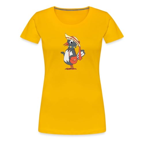 Spreadshirt Sandmännchen Frau Elster Mit Hut Frauen Premium T-Shirt, XL, Sonnengelb von Spreadshirt