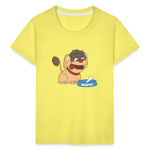 Spreadshirt Sandmännchen Hund Moppi Mit Knochen Kinder Premium T-Shirt, 98/104 (2 Jahre), Gelb von Spreadshirt