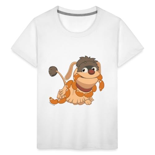 Spreadshirt Sandmännchen Hund Moppi Mit Wurstkette Kinder Premium T-Shirt, 110/116 (4 Jahre), weiß von Spreadshirt