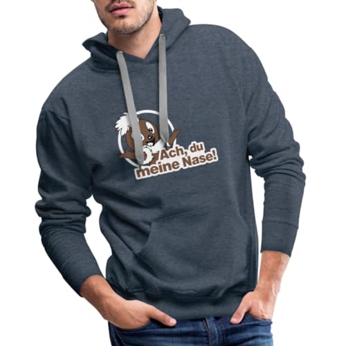 Spreadshirt Sandmännchen Pittiplatsch ACH Du Meine Männer Premium Hoodie, L, Jeansblau von Spreadshirt