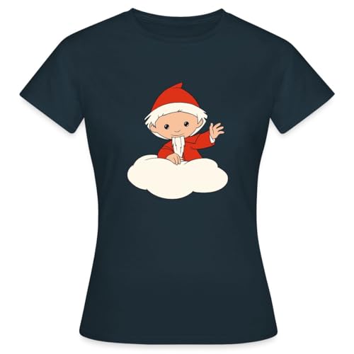 Spreadshirt Sandmännchen Sandmann Fliegt Auf Wolke Frauen T-Shirt, XL, Navy von Spreadshirt