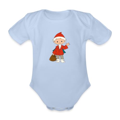 Spreadshirt Sandmännchen Winkt Sandmann Merch Baby Bio-Kurzarm-Body, 68 (3-6 M.), Sky von Spreadshirt