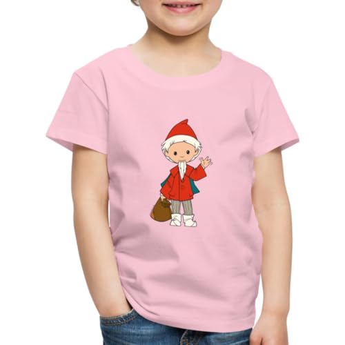 Spreadshirt Sandmännchen Winkt Sandmann Merch Kinder Premium T-Shirt, 98/104 (2 Jahre), Hellrosa von Spreadshirt