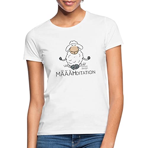 Spreadshirt Schaf Meditation Yoga Geschenk Frauen T-Shirt, XXL, weiß von Spreadshirt