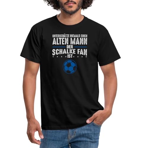 Spreadshirt Schalke Fan Alter Mann Fußball Geschenk Gelsenkirchen Männer T-Shirt, XL, Schwarz von Spreadshirt
