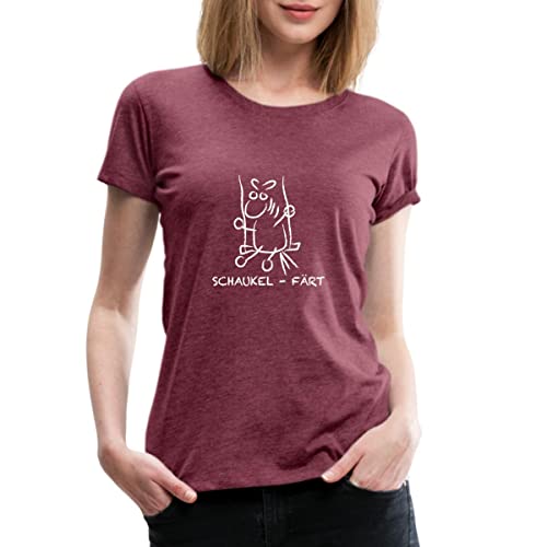 Spreadshirt Schaukel Färt Schaukelpferd Schaukeln Witziges Frauen Premium T-Shirt, L, Bordeauxrot meliert von Spreadshirt