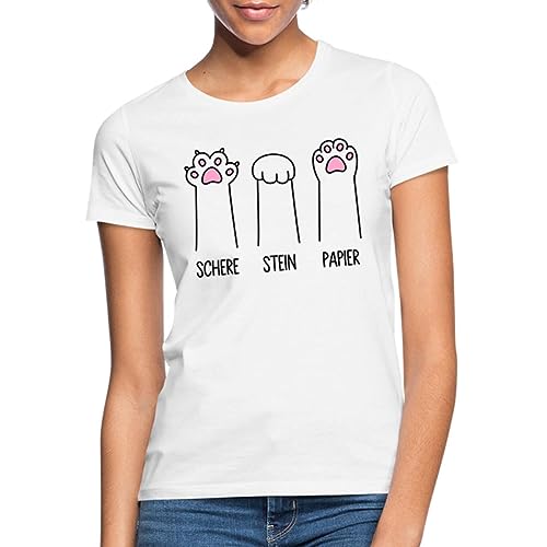 Spreadshirt Schere Stein Papier Katzen Pfoten Frauen T-Shirt, L, weiß von Spreadshirt