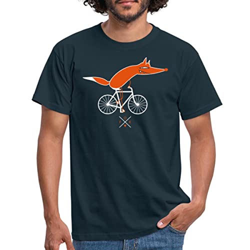 Spreadshirt Schlauer Fahrradfahrer Fuchs Fahrrad Geschenk Männer T-Shirt, L, Navy von Spreadshirt