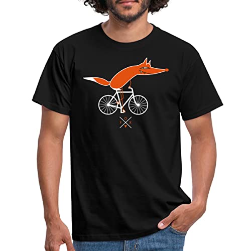 Spreadshirt Schlauer Fahrradfahrer Fuchs Fahrrad Geschenk Männer T-Shirt, XL, Schwarz von Spreadshirt