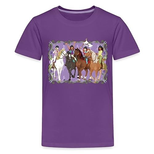 Spreadshirt Schleich Horse Club Lisa Sarah Sofia Hannah reiten Kinder Premium T-Shirt, 134/140 (8 Jahre), Lila von Spreadshirt