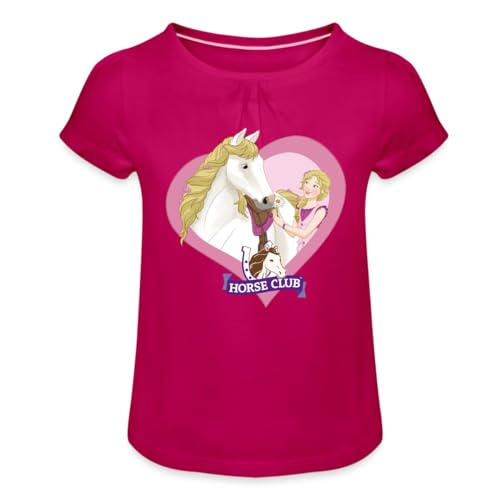 Spreadshirt Schleich Horse Club Sofia & Blossom Herzmotiv Mädchen T-Shirt mit Raffungen, 12 Jahre, Fuchsia von Spreadshirt