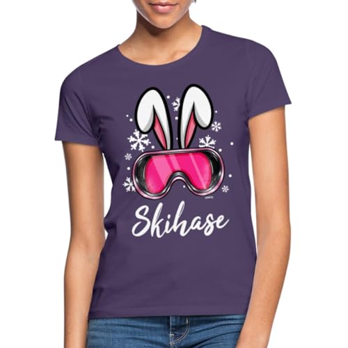 Spreadshirt Schneehase Skibrillen Design Frauen T-Shirt, M, Dunkellila von Spreadshirt