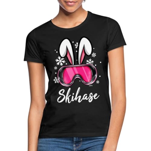 Spreadshirt Schneehase Skibrillen Design Frauen T-Shirt, M, Schwarz von Spreadshirt