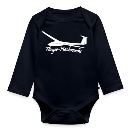 Spreadshirt Segelflugzeug Flieger-Nachwuchs Segelfliegen Baby Bio-Langarm-Body, 68 (3-6 M.), Navy von Spreadshirt