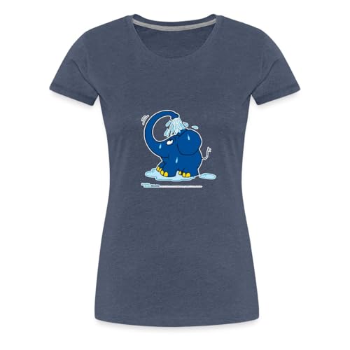 Spreadshirt Sendung Mit Der Maus Kleiner Elefant Dusche Frauen Premium T-Shirt, XL, Blau meliert von Spreadshirt