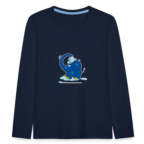 Spreadshirt Sendung Mit Der Maus Kleiner Elefant Dusche Kinder Premium Langarmshirt, 122/128 (6 Jahre), Navy von Spreadshirt