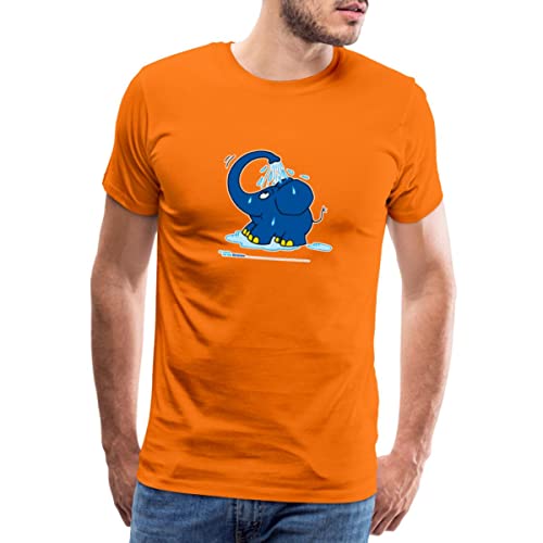 Spreadshirt Sendung Mit Der Maus Kleiner Elefant Dusche Männer Premium T-Shirt, 4XL, Orange von Spreadshirt