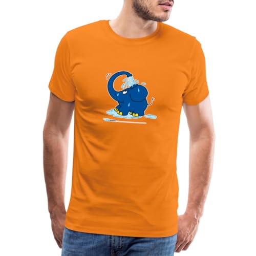 Spreadshirt Sendung Mit Der Maus Kleiner Elefant Dusche Männer Premium T-Shirt, 4XL, Orange von Spreadshirt