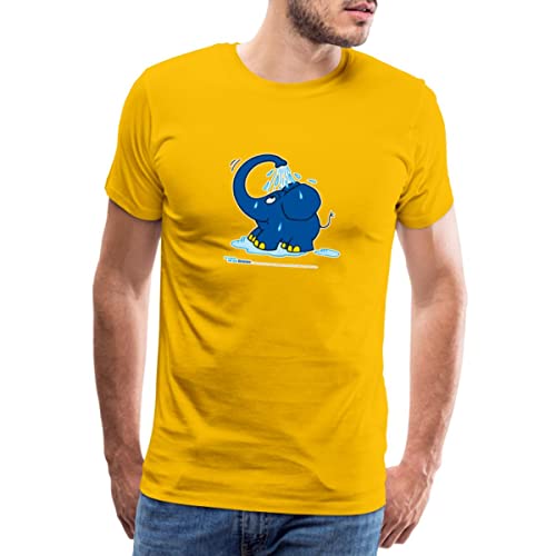 Spreadshirt Sendung Mit Der Maus Kleiner Elefant Dusche Männer Premium T-Shirt, L, Sonnengelb von Spreadshirt