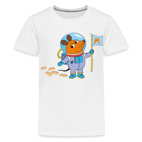 Spreadshirt Sendung Mit Der Maus Maustronaut Im Weltall Kinder Premium T-Shirt, 122/128 (6 Jahre), Weiß von Spreadshirt