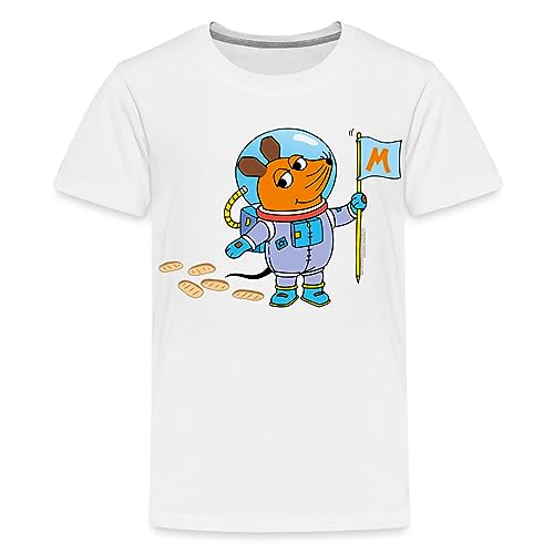 Spreadshirt Sendung Mit Der Maus Maustronaut Im Weltall Kinder Premium T-Shirt, 122/128 (6 Jahre), weiß von Spreadshirt