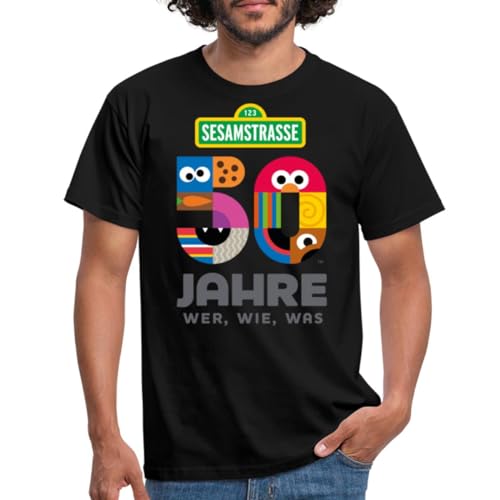 Spreadshirt Sesamstraße 50 Jahre Jubiläum Wer, Wie, was Männer T-Shirt, XXL, Schwarz von Spreadshirt