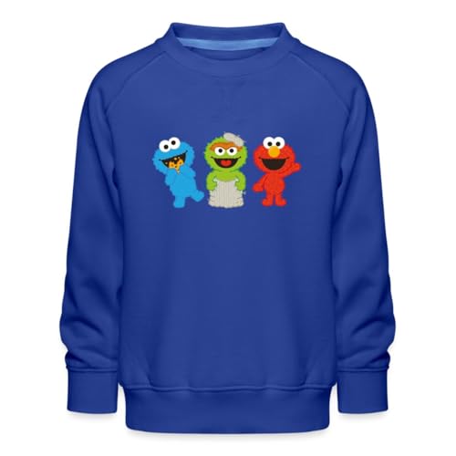 Spreadshirt Sesamstraße Baby Krümelmonster, Oscar & Elmo Kinder Premium Pullover, 98/104 (3-4 Jahre), Royalblau von Spreadshirt