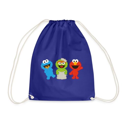 Spreadshirt Sesamstraße Baby Krümelmonster, Oscar & Elmo Turnbeutel, One size, Königsblau von Spreadshirt