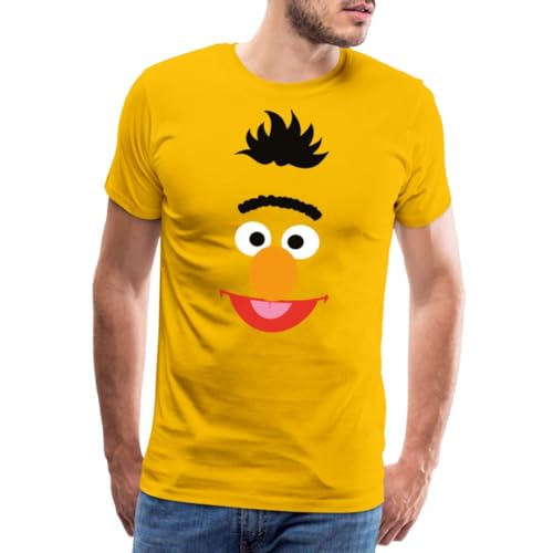 Spreadshirt Sesamstraße Bert Kostüm Gesicht Männer Premium T-Shirt, S, Sonnengelb von Spreadshirt