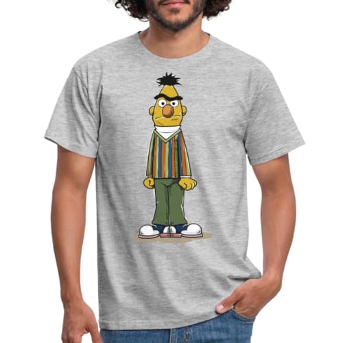 Spreadshirt Sesamstraße Bert wütend Männer T-Shirt, XL, Grau meliert von Spreadshirt