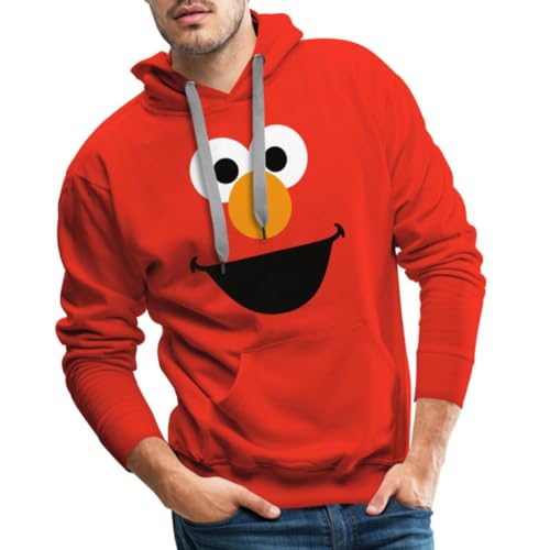 Spreadshirt Sesamstraße Elmo Kostüm Gesicht Krümelmonster Männer Premium Hoodie, S, Rot von Spreadshirt
