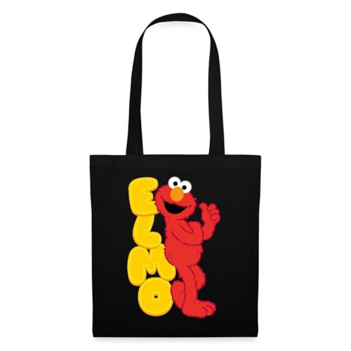 Spreadshirt Sesamstraße Elmo Mit Schriftzug Stoffbeutel, One size, Schwarz von Spreadshirt