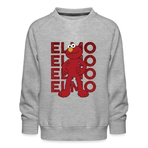 Spreadshirt Sesamstraße Elmo Pose Kinder Premium Pullover, 98/104 (3-4 Jahre), Grau meliert von Spreadshirt