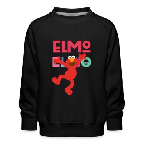 Spreadshirt Sesamstraße Elmo Springt vor Freude Kinder Premium Pullover, 110/116 (5-6 Jahre), Schwarz von Spreadshirt