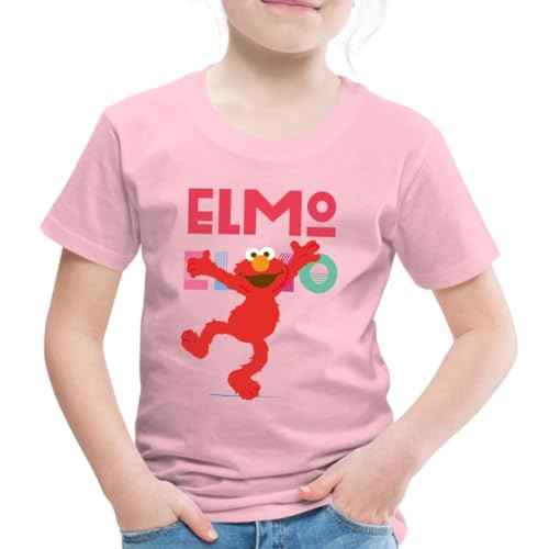 Spreadshirt Sesamstraße Elmo Springt vor Freude Kinder Premium T-Shirt, 110/116 (4 Jahre), Hellrosa von Spreadshirt